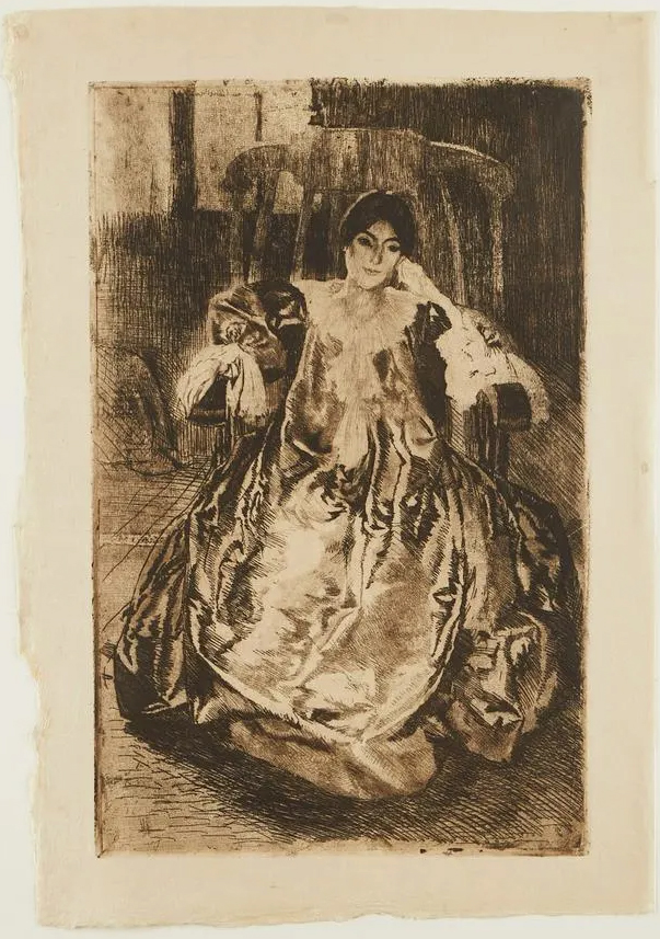 Albert Besnard, La Robe de Soie, circa 1887, etching with aquatint,