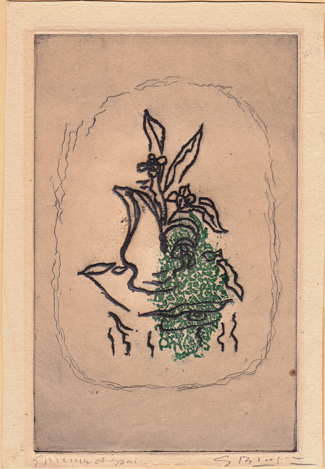 Braque, Bouquet Vert, etching, 1951