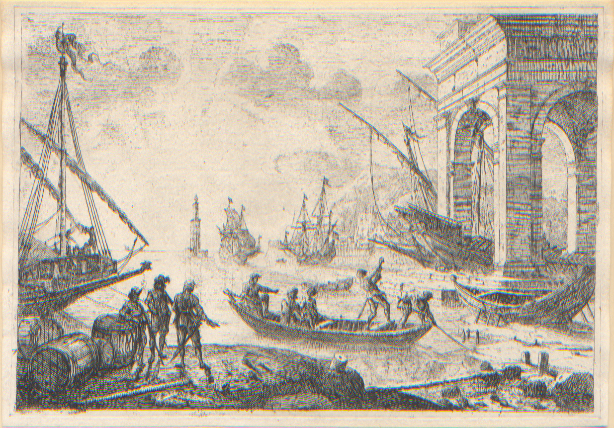 Claude Lorrain, Port de Mer au fanal, etching