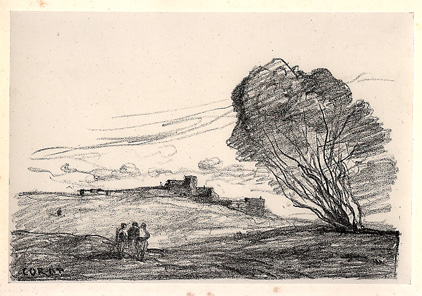 Camille Corot, lithographie, le Fort Détaché