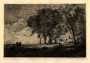 Camille Corot, etching, Landscape in Italy