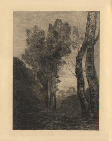 Corot, Environs de Rome, etching