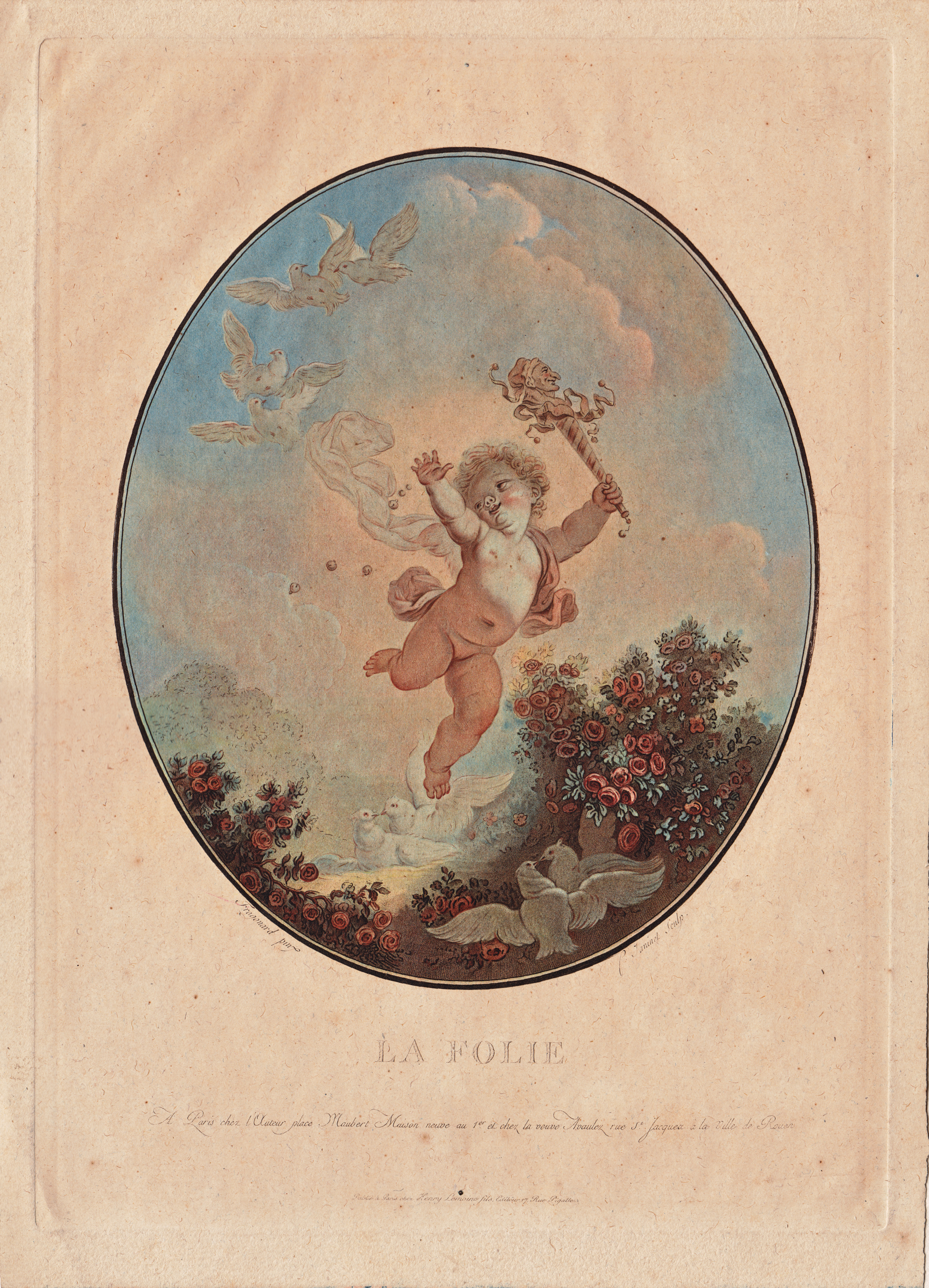 Jean-François Janinet, La Folie, color engraving and aquatint, 1777