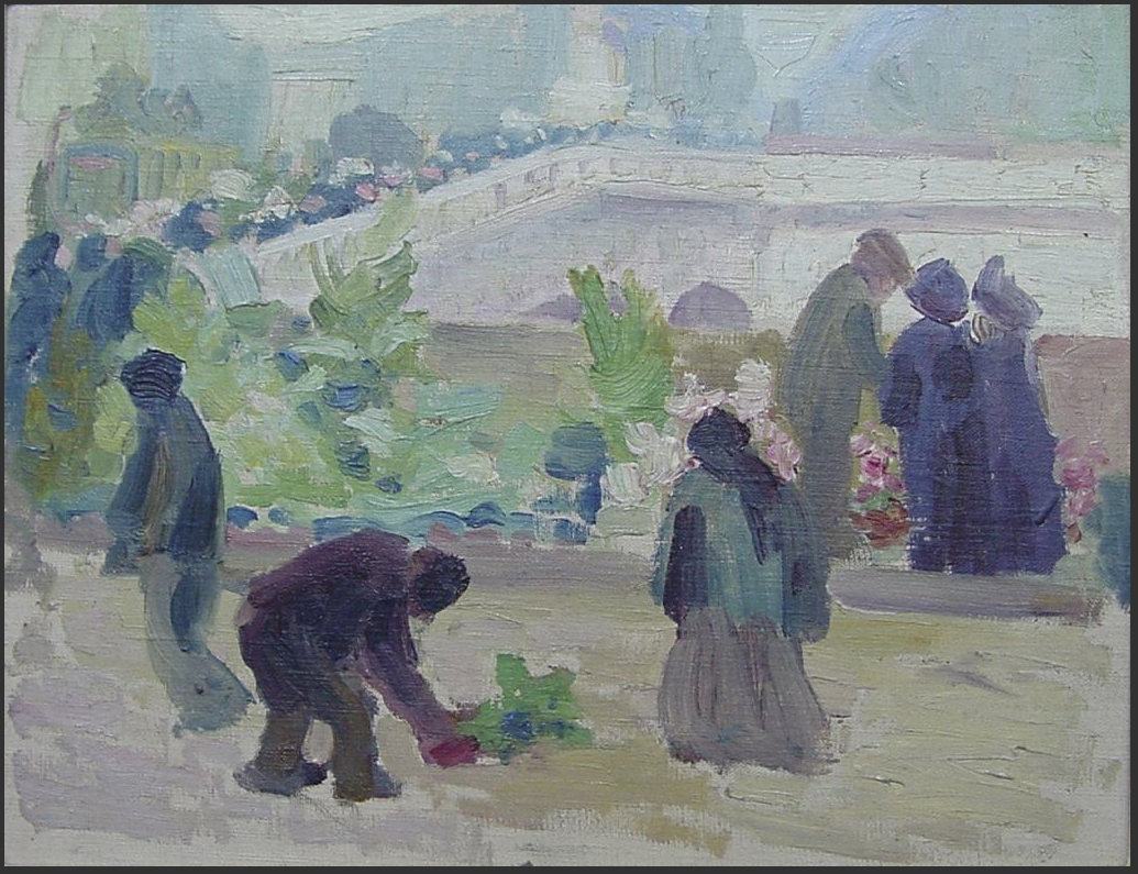 Maximilien Luce, Vendors around a Bridge, oil on canvas, ciraca 1890-1895