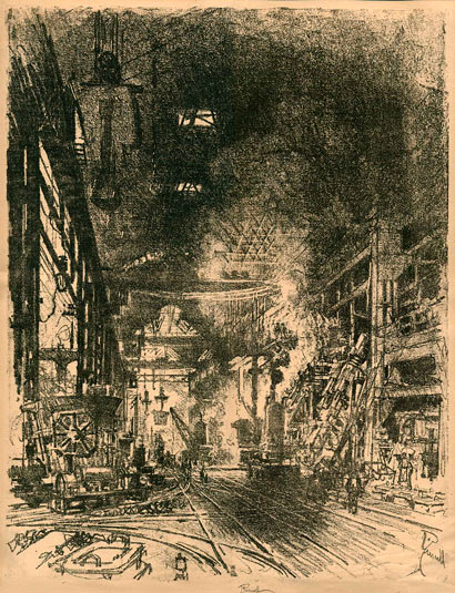 Joseph Pennell, Within the Furnaces, lithograph