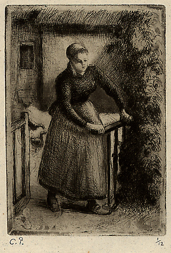 Camille Pissarro, Woman at the Gate, etching