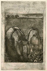 Camille Pissarro, Paysannes dans un Champ de Haricots, eau-forte
