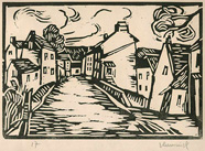 Maurice de Vlaminck, Street in Louveciennes, woodcut